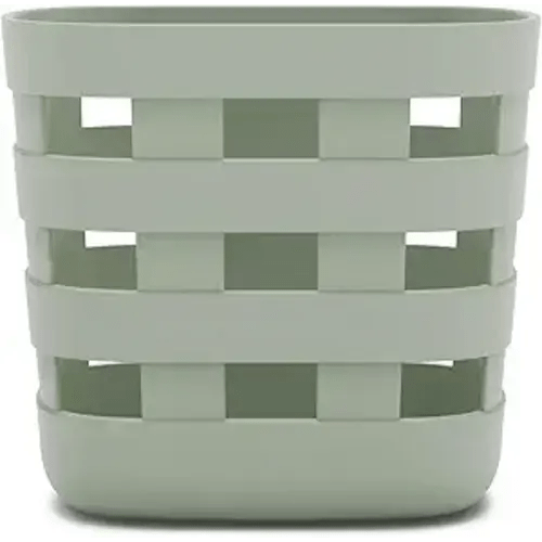 Lalo Bath Time Storage Bin - Keep Items Organized & Dry with Non-Toxic Plastic, Easy Cleanup, Removable Drying Bin, Woven Baby Organizer, Secure Wall Attachment, 9 x 5.5 x 8.5 in - Sage