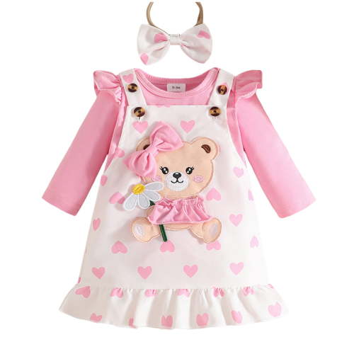 Yindaity Girl Clothes Baby Girl Clothes Ruffle Romper Toddler Girl Floral Cotton Pant Sets Girls Clothing Outfit Baby Girl Outfit Pink,9-12 Months