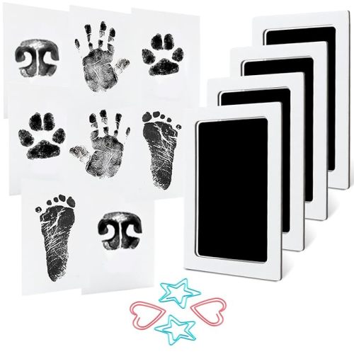 4-Pack Baby Inkless Hand and Footprint Kit Paw Nose Print Kit for Dogs Cats Pets Clean Touch Ink Pad for Baby Pets Newborn Keepsake Mess-Free Ink Pad