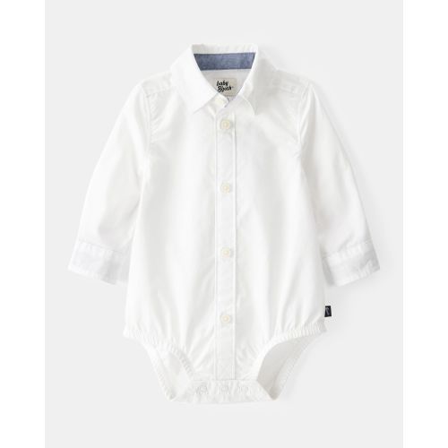 Baby Boy Button-Front Long Sleeve Bodysuit - White - OshKosh B'gosh | Carter's