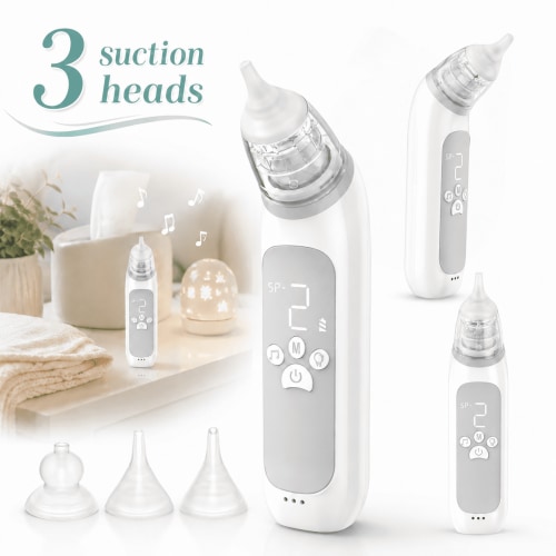Booger Sucker, Large Flow Electric Nasal Aspirator, 2023 Newest Nose Sucker for Baby, Nose Cleaner for Toddlers with 3 Silicone Tips, 3 Suction Levels, Music & Light Soothing Function