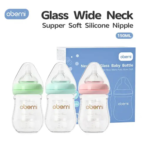 Oberni Breastfeeding Bottle,120ml/4oz Glass Anti Colic Baby Bottles - TikTok Shop