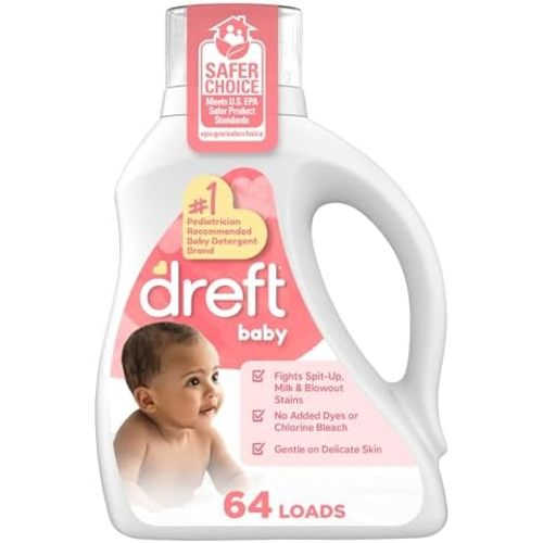 Dreft Baby Liquid Laundry Detergent, Fights Stains, Removes Odors, 64 loads, 84 fl oz