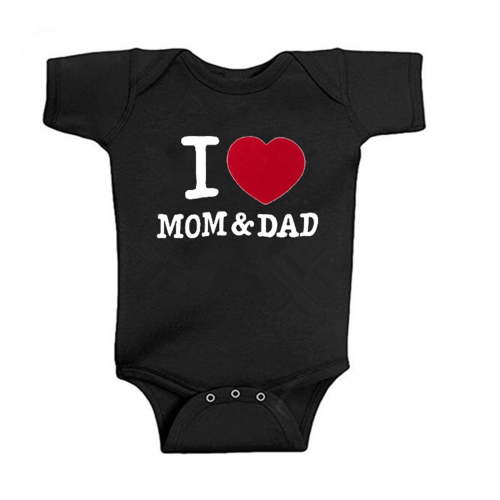 REDARER Baby "I Love Mom & Dad" Bodysuit, Soft Cotton Short-Sleeve Romper, Casual Daily Outfit for Newborns,0-3 Months