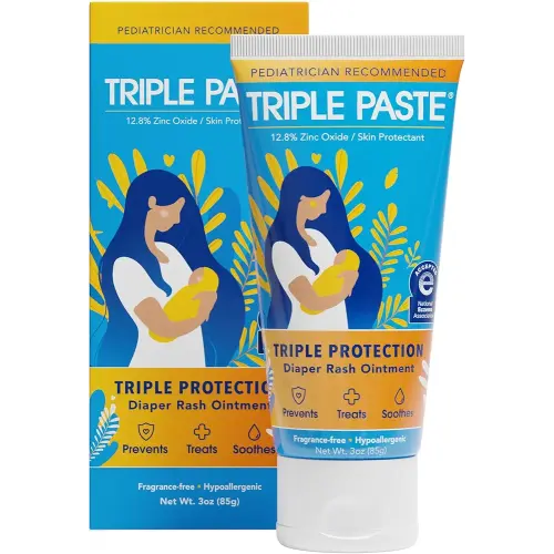 Triple Paste Diaper Rash Cream, Zinc Oxide Baby Ointment, 3 oz