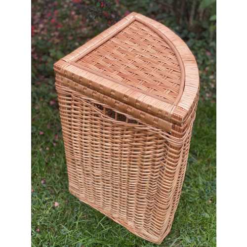 Corner Wicker Laundry Basket – Large Handmade Hamper with Optional Fabric Lining – Toy Storage, Eco-Friendly Home Decor - Home Wicker Basket