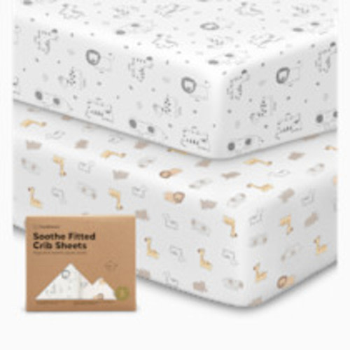 KeaBabies Soothe Fitted Crib Sheets - Kea Safari, 2