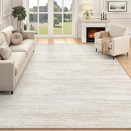 Area Rug 5x7 Living Room Rugs: Washable Modern Rug Non-Slip Soft Rugs Stain Resistant Printed Rug Indoor Carpet for Bedroom Kitchen Dining Room Nursery Home(Beige, 5'x7')