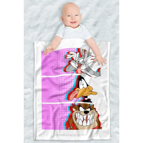 LOGOVISION Looney Tunes Lightweight Baby Blanket, 30"X40", Tiles Unisex for Infants Girls & Boys