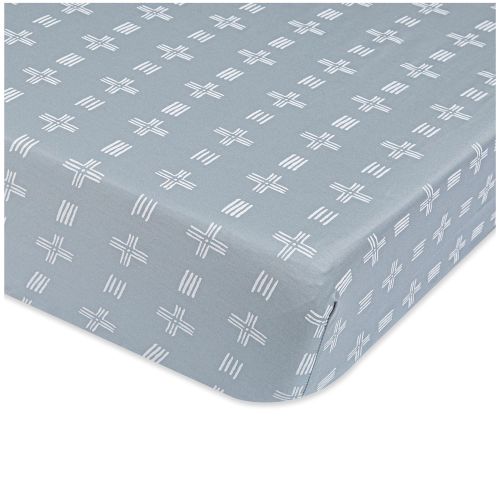Ezra Blue & White Crib Sheet - River Dash | Crane Baby
