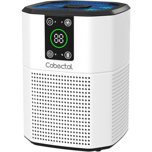 Air Purifier for Home Bedroom, Cobectal Room Air Cleaner with H13 True HEPA 3-in-1 Filter, Aroma Function & Sleep Mode, Desktop Small Air Purifier for Office, Dorm, Hotel, RVs (White)