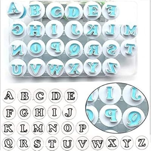 Hoypeyfiy 26PCS/Set Cookie Stamp Impress Cookie Cutters Alphabet Letter and Number Cake Biscuit Mold Shape DIY Cookie Biscuit Alphabet Cake Tool Embosser Cutter (Upper Case Shape)