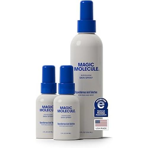 Magic Molecule Hypochlorous Acid Spray – Ultimate Home & Travel Bundle – Heals Acne, Eczema, Rashes & 50+ Skin Issues – Redness Relief - Pack: 1x 8oz + 2x 2oz