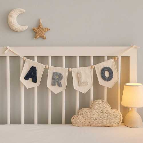 Custom Soft Letter Bunting: Minimal Baby Room Decoration