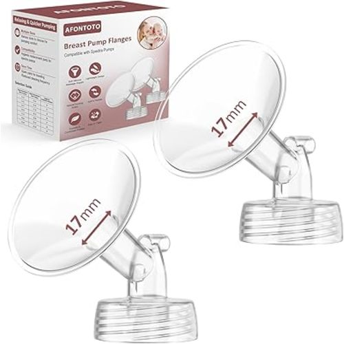 17mm Flanges Compatible with Spectra S2 S1 9 Plus Synergy Gold Breastpump, Not Original Spectra Replacement Pump Parts, Wide Mouth Flange Accessories for Elastic Nipples Work with Backflow Protector