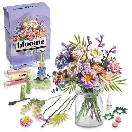 Blooms by Play-Doh Meadow Flower Bouquet Arts & Crafts Kit for Adults, Home & Desk Décor