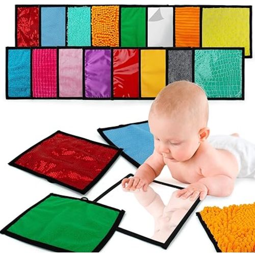 16 Set Sensory Mini Mats Assorted Textured Sensory Floor Tiles - Sensory Walls, Early Sensory Exercise Sensory Mats Sensory Toys for Autistic Children Kids Baby Toddler Fidgeting Activity - Square