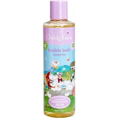 Childs Farm, Kids Bubble Bath for Dry, Sensitive Skin, Organic Tangerine, Gently Cleanses & Soothes, Vegan, Cruelty-Free, 8.4 fl oz