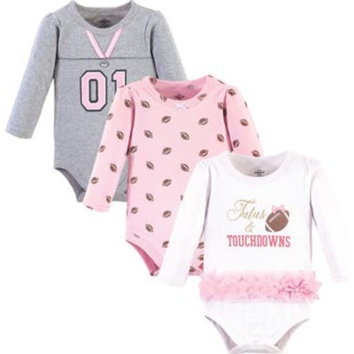 3Pk Long Sleeve Bodysuits, 12-18M