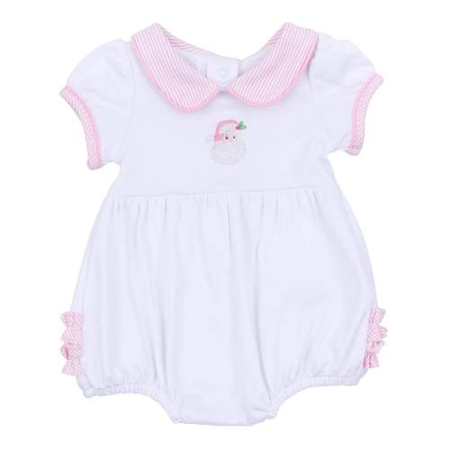 Santa Baby Collared Short Sleeve Bubble - Pink