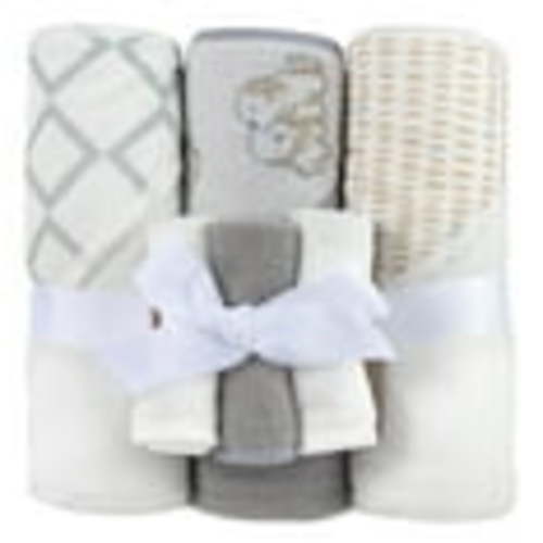 Baby Essentials 6-Piece Hooded Bath Towel & Washcloth Set, 3-24 Months, Cotton Blend, Puppies Prints Design