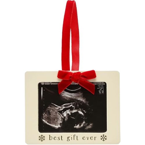 Pearhead Baby Sonogram Christmas Ornament, Newborn Holiday Keepsake Ornament, Gift for New and Expecting Parents, Baby Announcement Gift, Ultrasound Picture Frame Hanging Ornament