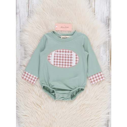 First Down Embroidered Gingham Football Bubble