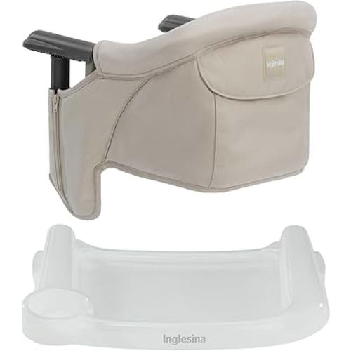 Inglesina Fast Table Chair - Cream + Fast Dining Tray - Portable Baby High Chair - for Babies & Toddlers up to 37 lbs - Fits Tables 0.8'' to 3.5'' Thick - Compact & Easy to Use - Travel Bag Included