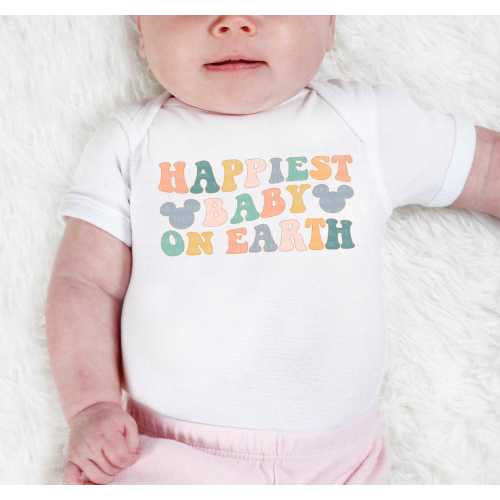 Happiest Baby On Earth Shirt Matching Family Trip Shirts Colorful Mouse Ears T-Shirt First Trip Shirts Toddler Baby Bodysuit Happiest Place