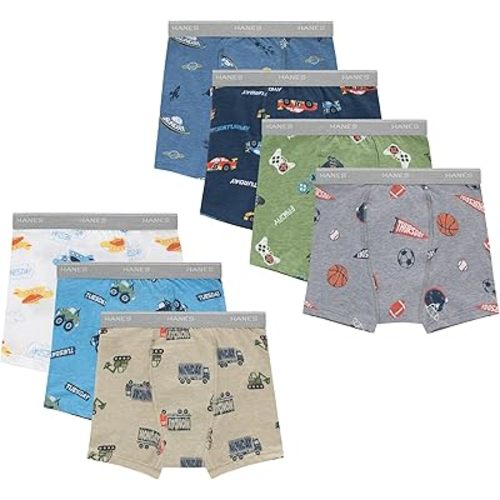 Hanes Boys' Potty Training Underwear, Light Leaks Toddler Cotton Briefs and Boxer Briefs, Multi-pack