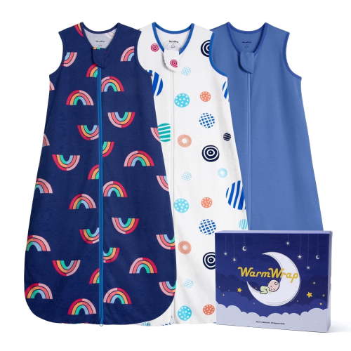 Baby Sleep Sack 6-12 Months 0.5 TOG Lightweight Summer 100% Cotton Breathable Wearable Blanket with 2-Way Zipper, 3 Pack