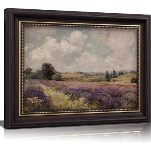 BsAutoTull Vintage Brown Framed Lavender Wall Art