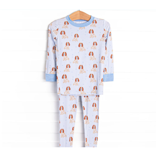Sleepy Spaniel Bamboo Pajama Set, Blue – Stitchy Fish