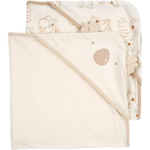 Carter's Baby Hooded Towel, 2-Pack Soft Absorbent Terry Cotton Bath Wraps 3D Animal Design Infant Bath Essentials (2pk Ivory/Koala)