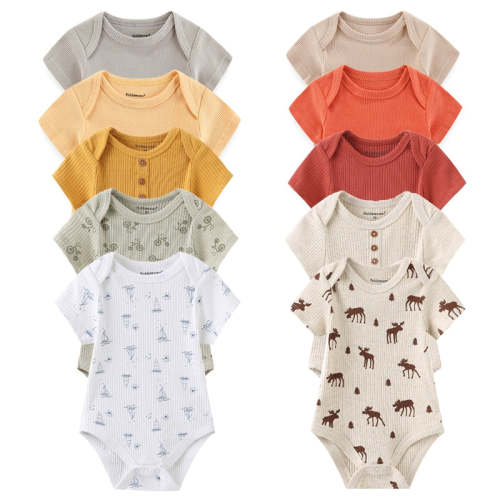 New Born Cartoon Printed Romper - Set of 5