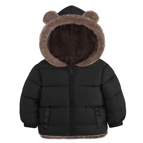 ADUKIDE Toddler Puffer Jacket with Bear Ear Kids Boys Hooded Fleece Coat Size 6M-5T