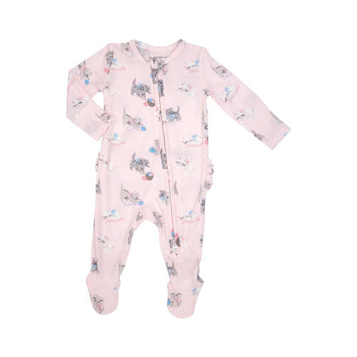 Two Way Zipper Ruffle Back Footie - Vintage Kitten | Angel – Jenni Kidz