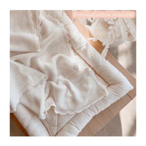 Heirloom Scallop Knit Blanket - Milk - PRE ORDER EST DISPATCH END SEP