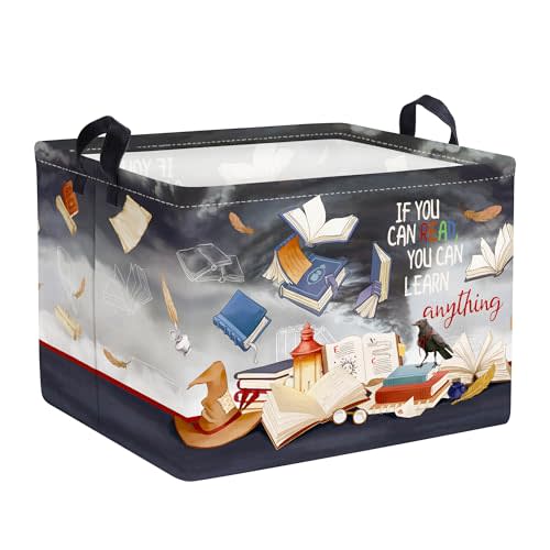 Clastyle Magic Nursery Decor Baby Gift Basket Kid Large Feather Hat Book Shelf Basket Broomstick Collapsible Rectangle Clothes Toy Bin,Grey Tornado,40 * 30 * 30 cm