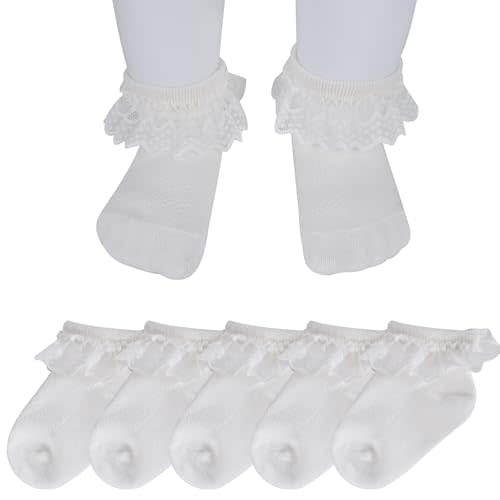 SHUIMUHUABEN Newborn Socks Girl Baby Girl Lace Infant Little Girls Pack of 3/5