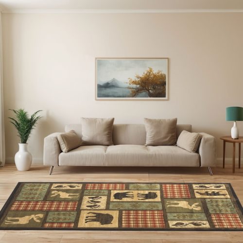allen + roth Woodland 8 X 11 (ft) Brown Indoor Geometric Lodge Area Rug L6740A7L at Lowes.com