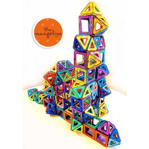 Magnetic Building Blocks: 50-Piece Kids Magna-Tiles with Storage Bag