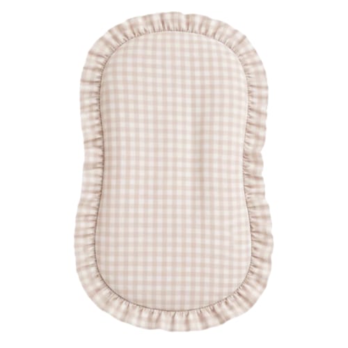 Beige Gingham Ruffle Baby Lounger Cover