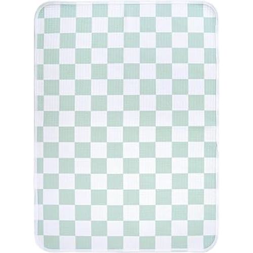haakaa Waterproof Changing Pad Liners, 100% Cotton, Soft & Breathable (1pc, 19.5" x 27.5" Checkered Days)