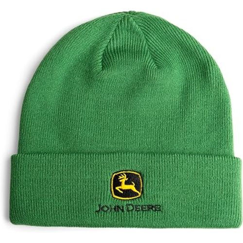 John Deere Tractor Logo Knit Cuffed Beanie Winter Hat Kid to Adult Sizes