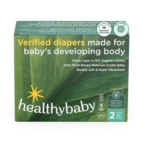 HealthyBaby Certified Safe Organic Cotton Enhanced Diapers - Size 2 - 62ct