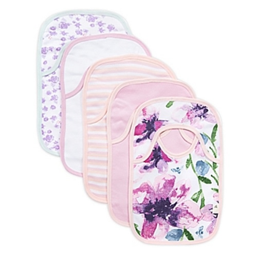 Burt's Bees Baby® 5-Pack Watercolor Daylily Organic Cotton Bibs in Lilac