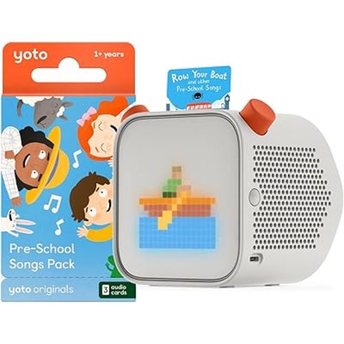 Yoto Player (3rd Gen.) + Pre-School Songs Bundle – Kids Bluetooth Audio Speaker, All-in-1 Screen-Free Device Plays Stories Music Podcasts Radio White Noise Room Thermometer Nightlight