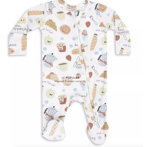 Unisex Bonjour Breakfast 2 Way Zipper Footie - Baby