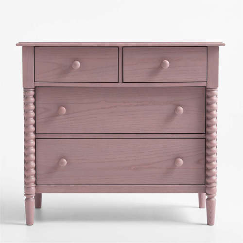 Jenny Lind 37" Dyed Lilac Rose Wood Narrow 4-Drawer Kids Dresser